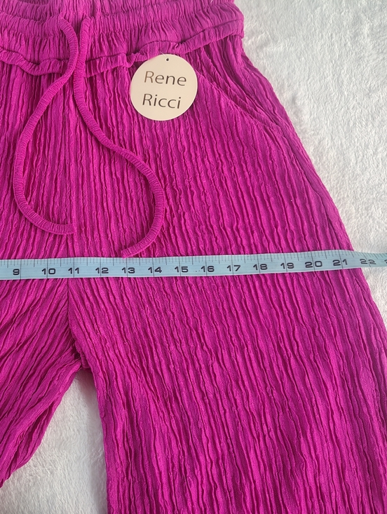 Rene Ricci Crinkle Drawstring Pants in Fuchsia Pink - Picture 5 of 11